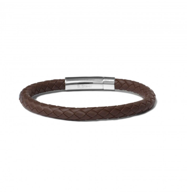 Braided Rubber and Steel Bracelet Chunky