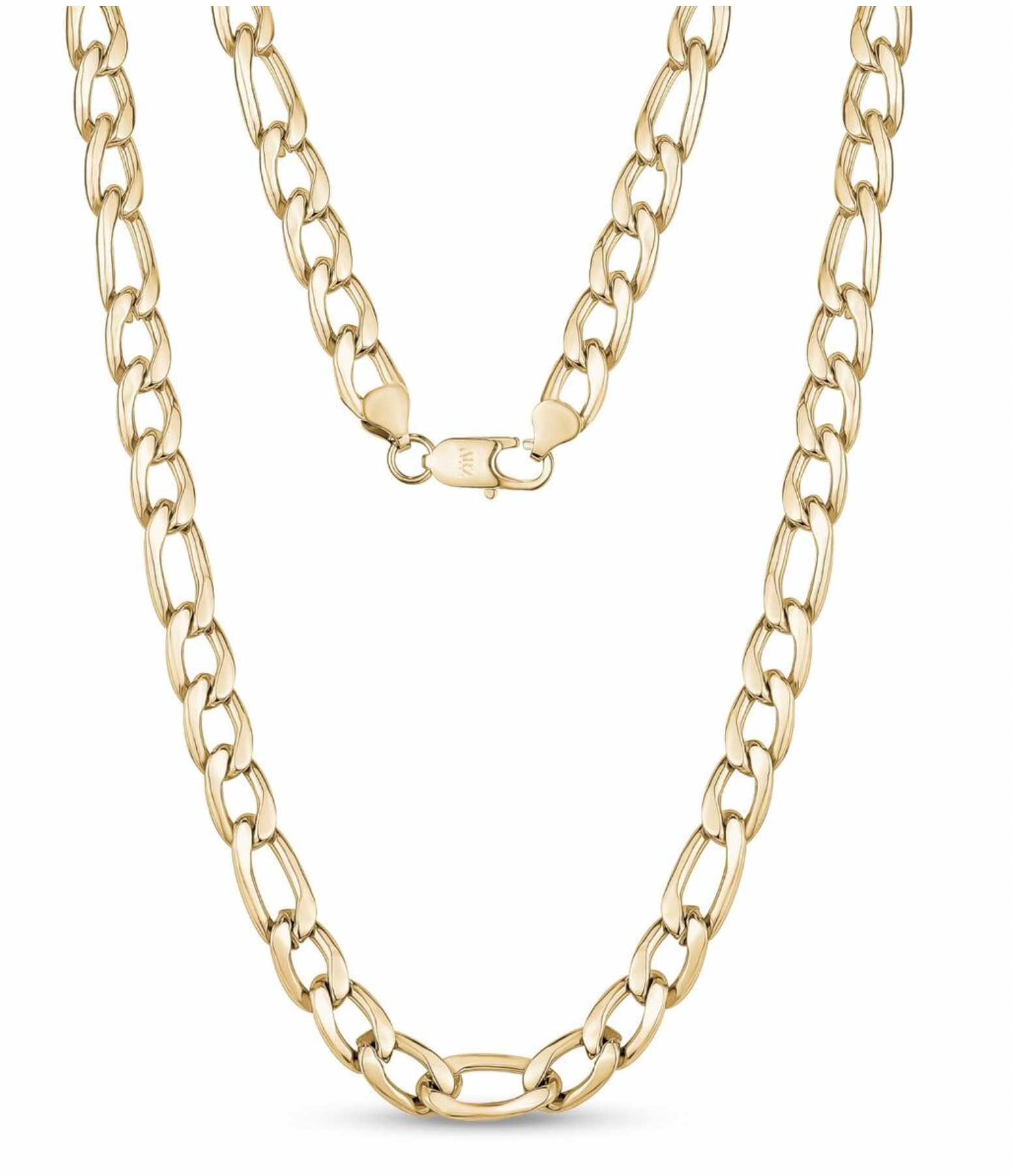 Gold Figaro Link Necklace Steel
