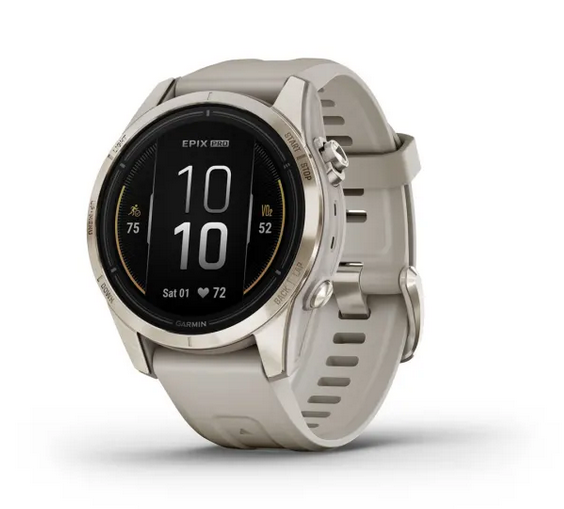 Epix™ Pro (Gen 2) – Sapphire Edition | 42 mm Soft Gold with Light Sand Band