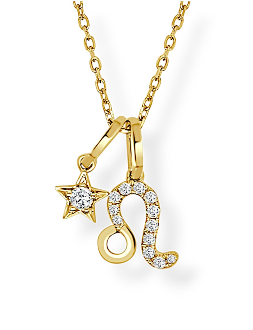 Moyer Collection 14KY Gold Leo Horoscope Diamond Necklace- P333Leo