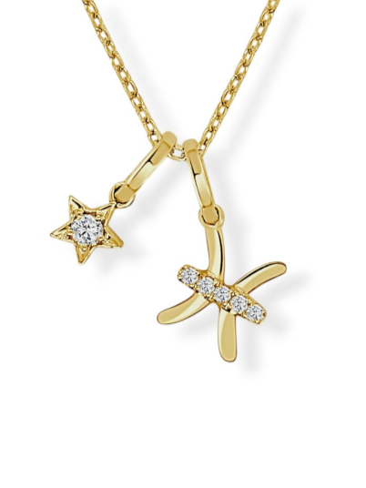 Moyer Collection 14KY Gold Pisces Horoscope Diamond Necklace- P333Pisces