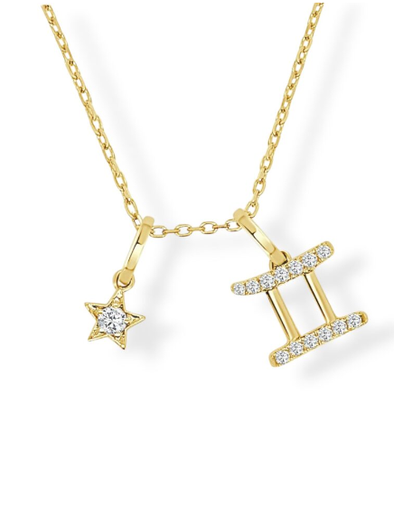 Moyer Collection 14KY Gold Gemini Horoscope Diamond Necklace- P333Gemini