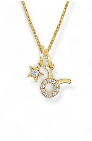 Moyer Collection 14KY Gold Taurus Horoscope Diamond Necklace- P333Taurus
