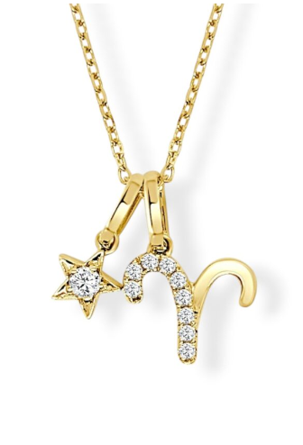 Moyer Collection 14KY Gold Aries Horoscope Diamond Necklace- P333Aries