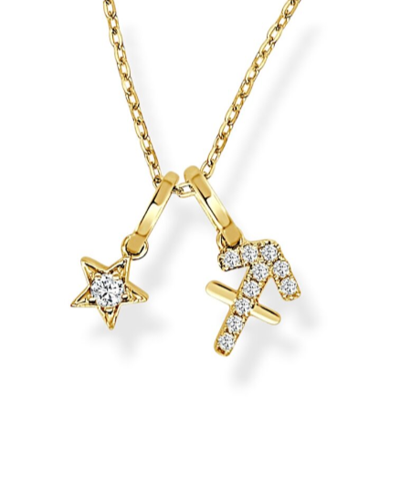 Moyer Collection 14KY Gold Sagittarius Horoscope Diamond Necklace- P333Sagittarius