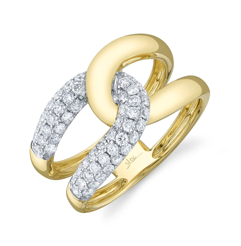 Shy Creation 14K Yellow Gold 0.71ctw Interlocking Diamond Ring - SC55025746