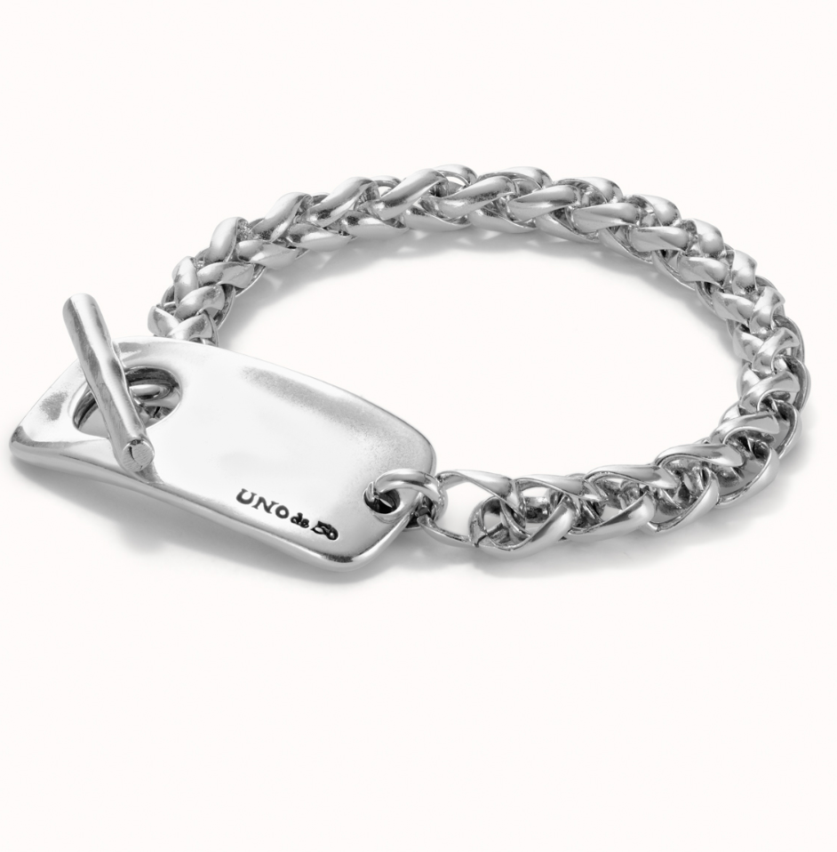 Sterling silver-plated chain bracelet with adjustable central piece