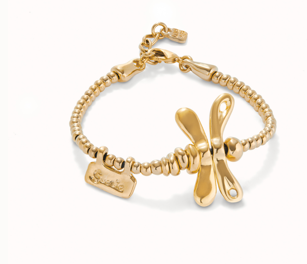 Elastic bracelet with 18K gold-plated dragonfly