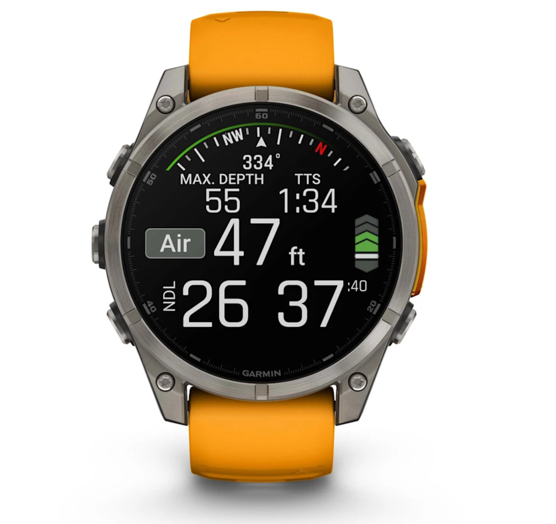 fēnix® 8 – 47 mm, AMOLED Sapphire, Titanium with Spark Orange/Graphite Silicone Band