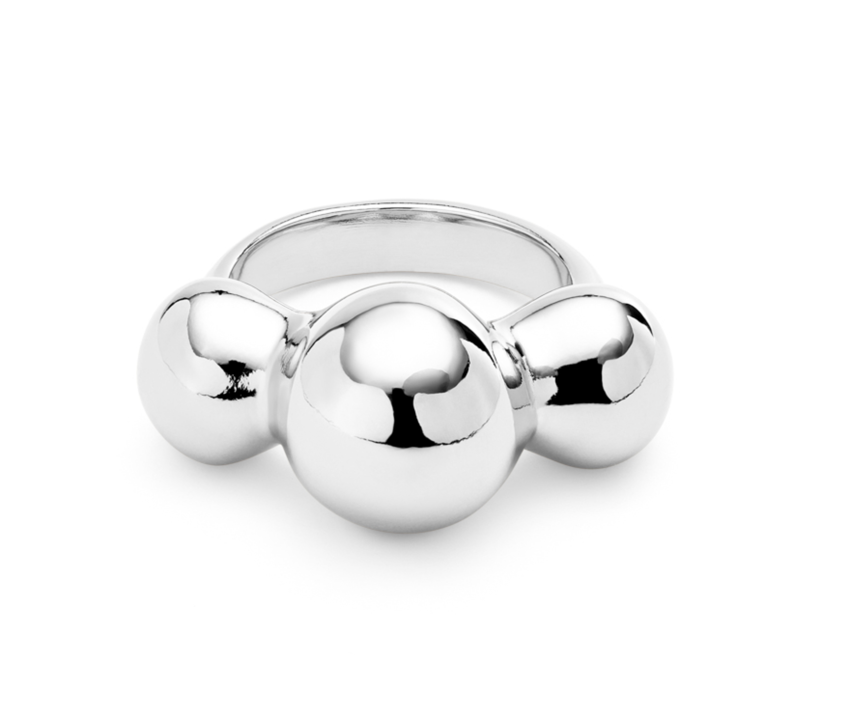 Ser Intrepida Three Bubble-Shaped Beads of Different Sizes Ring