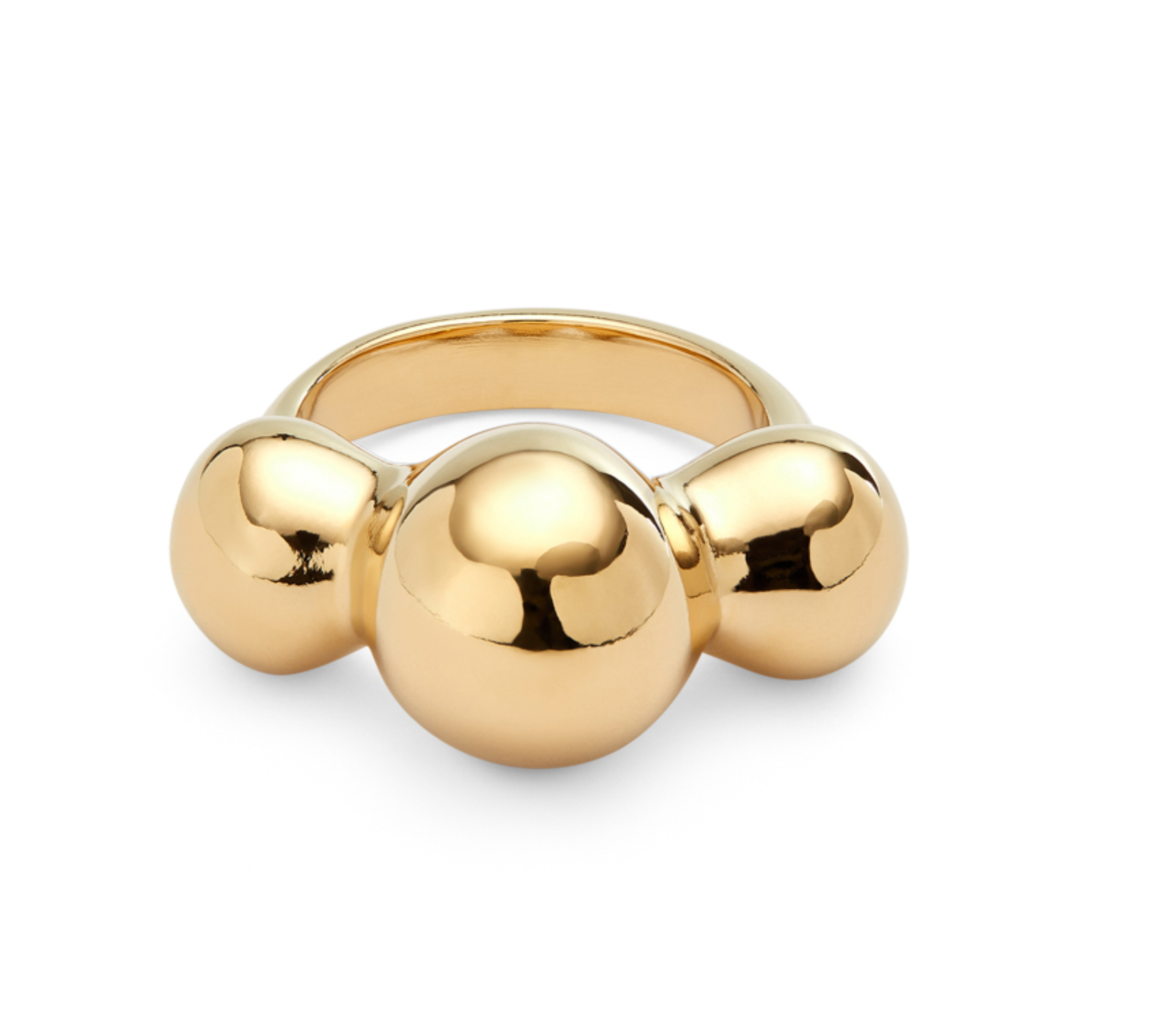 Ser Intrepida 18K Gold-Plated Three Bubble-Shaped Beads of Different Sizes Ring