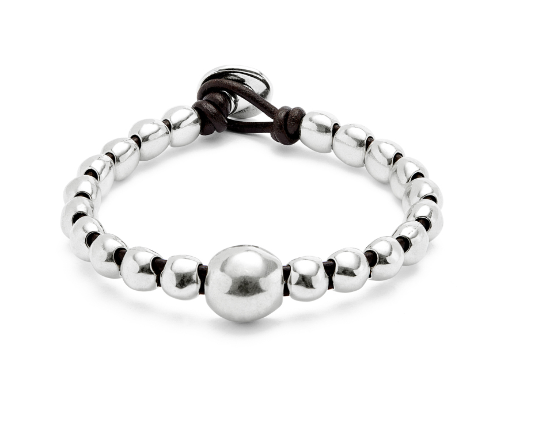 Ser Intrepida Bracelet with sterling silver-plated beads and central larger bead