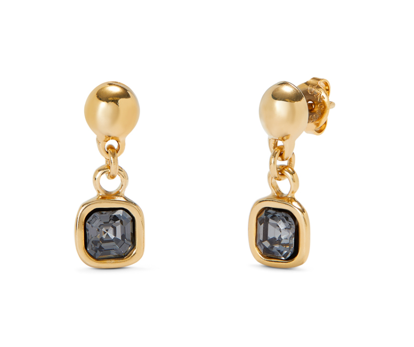 SER EXPRESIVA- 18K Gold-Plated Earring Black Stone
