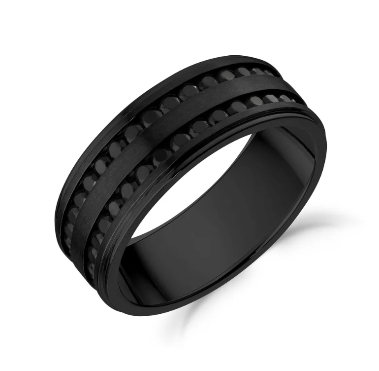 DOUBLE ROW CHANNEL-SET BLACK C.Z. BAND (8MM)