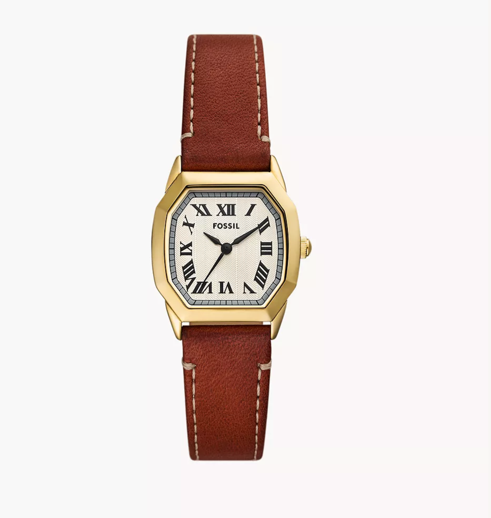 Harlow Three-Hand Medium Brown Leather Watch
