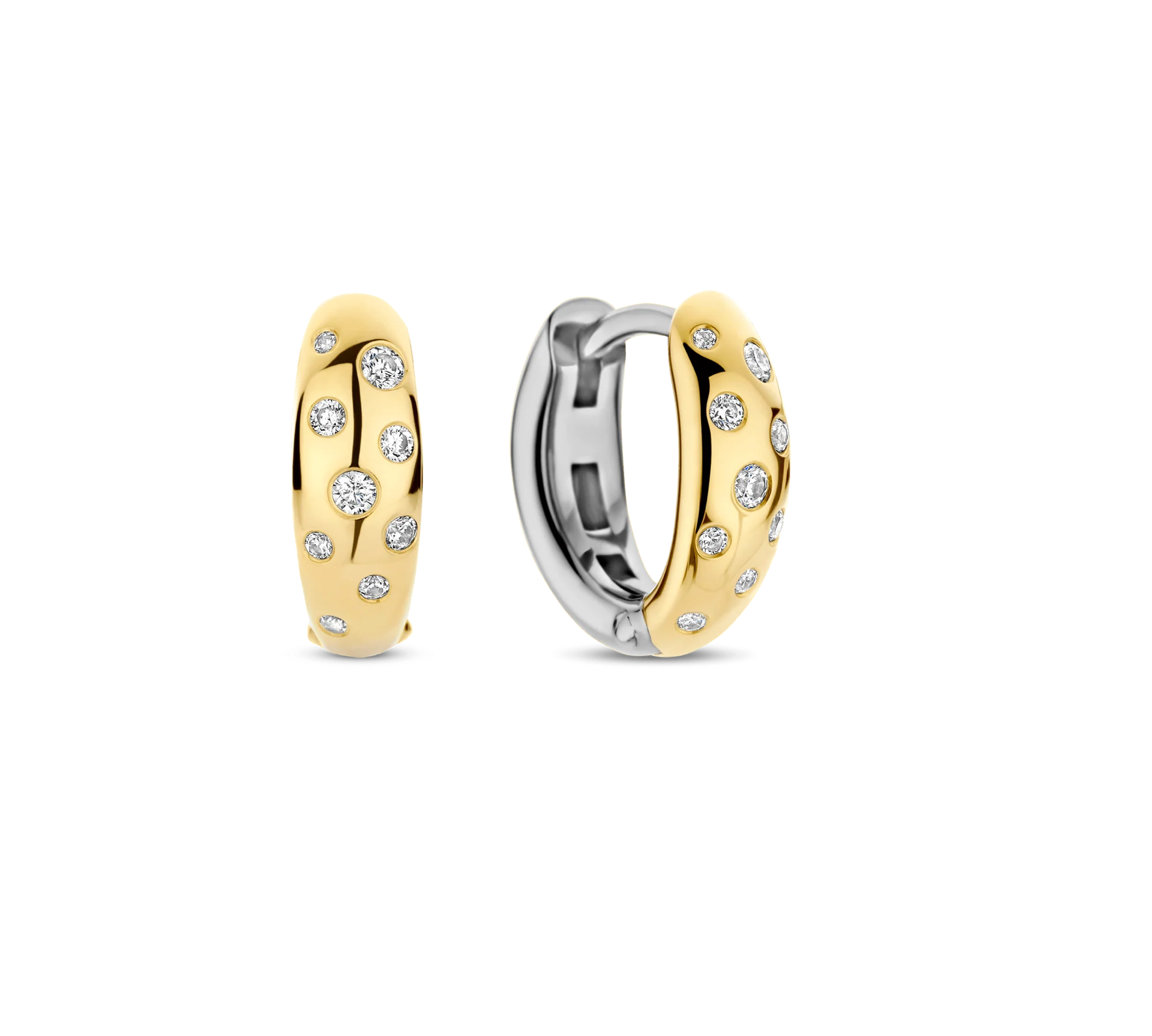 I SENTO Gold-Plated Silver Stardust Hoop Earrings 78006ZY