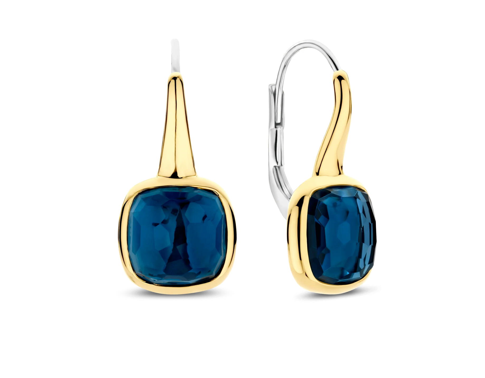 TI SENTO Gold-Plated Deep Blue Cushion Drop Earrings 7989DB