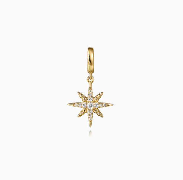 14K Yellow Gold Diamond Star Charm