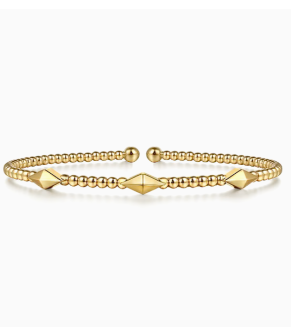 14K Yellow Gold Bujukan Pyramid Stations Bangle