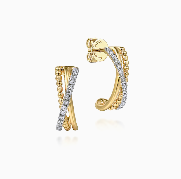14K Yellow Gold Diamond Bujukan J Earrings