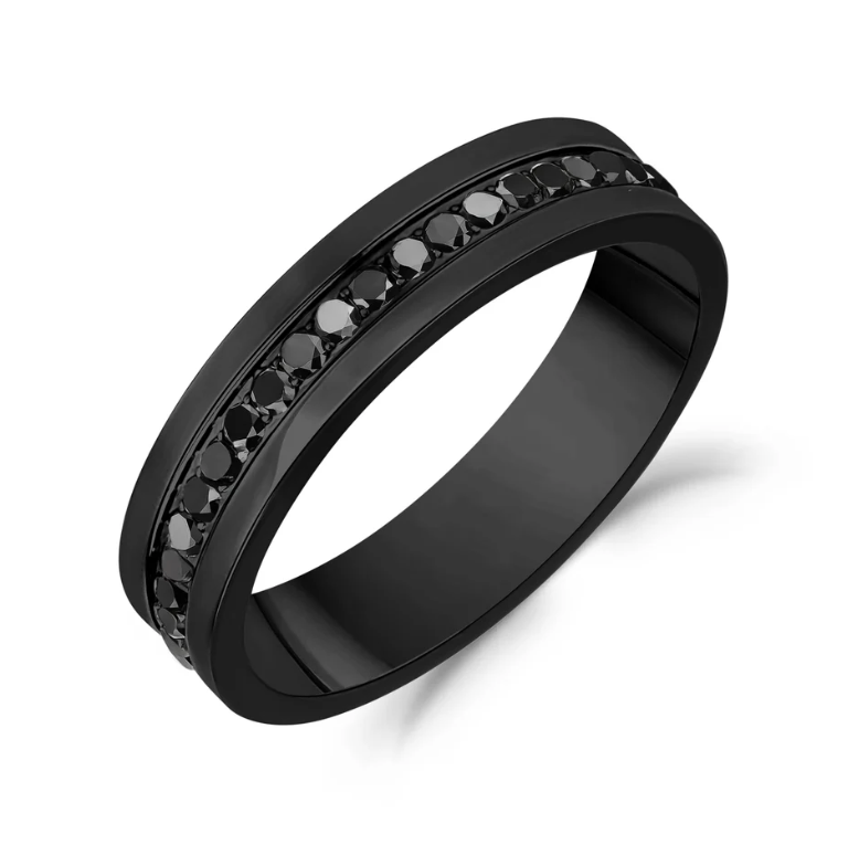 FULL ETERNITY BLACK STONE RING (5MM)