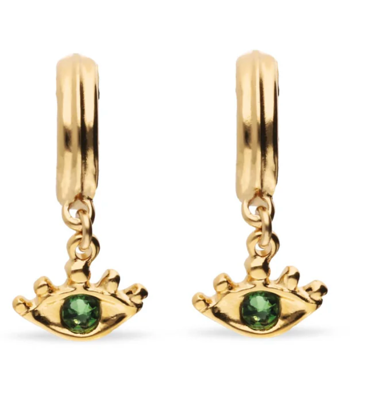 Pendientes de Ojos Colgantes Bañado en Oro 18K