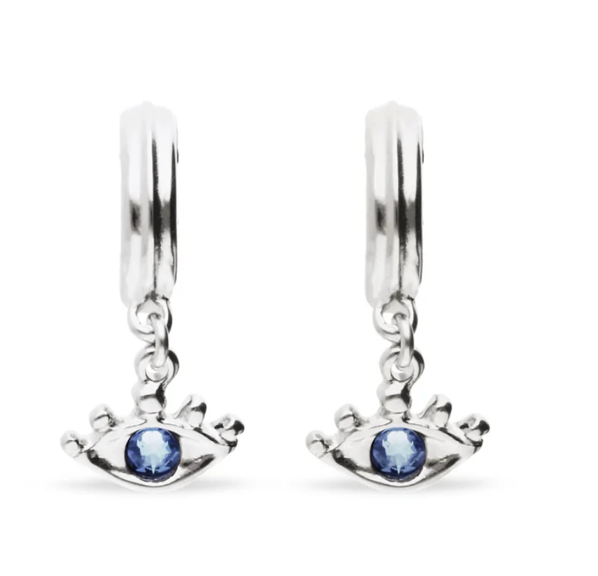 Pendientes Colgantes de Ojos Cristal Azul Facetado