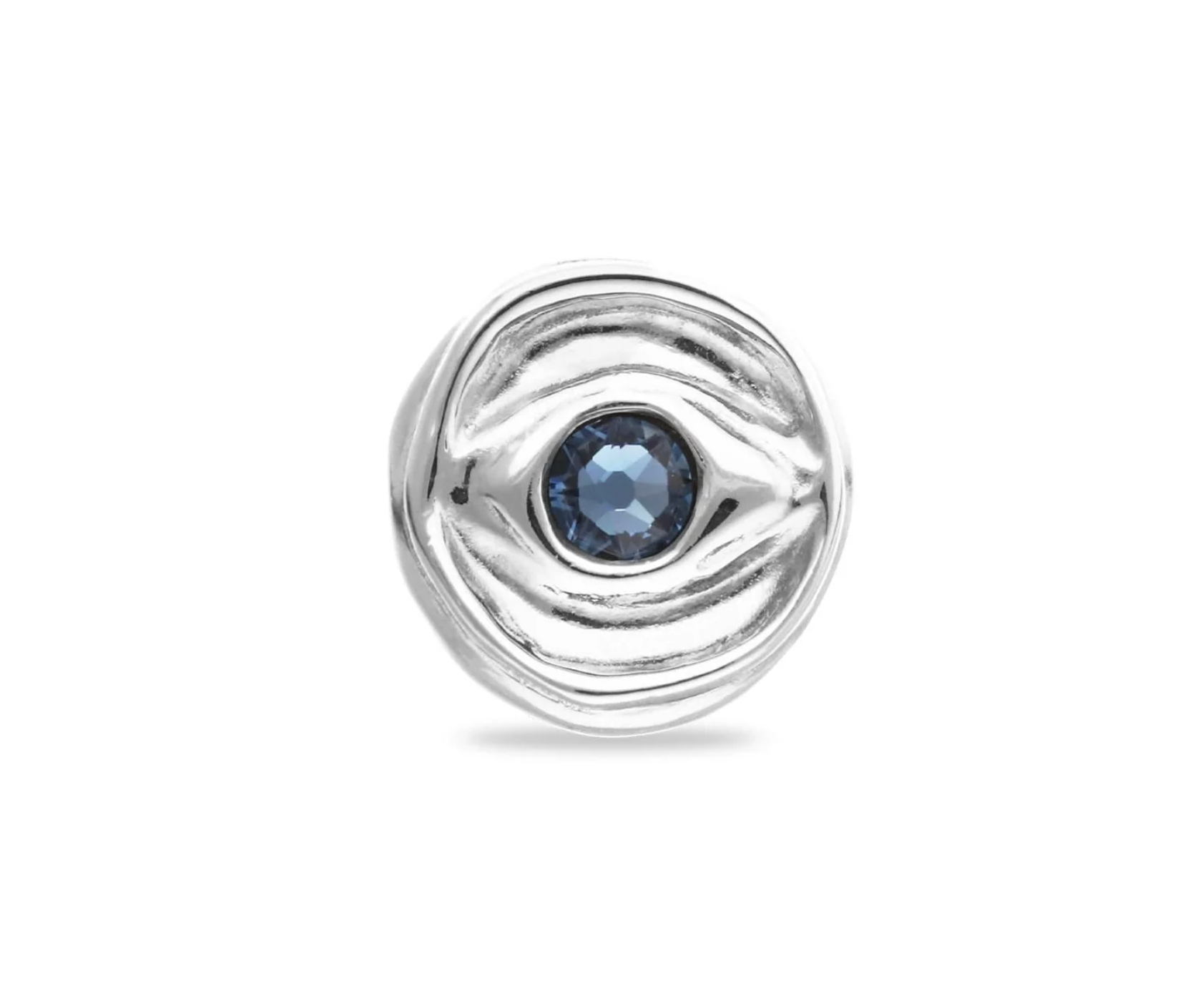 Metal Alloy Plated Sterling Silver Eye Blue Faceted Crystal Ring