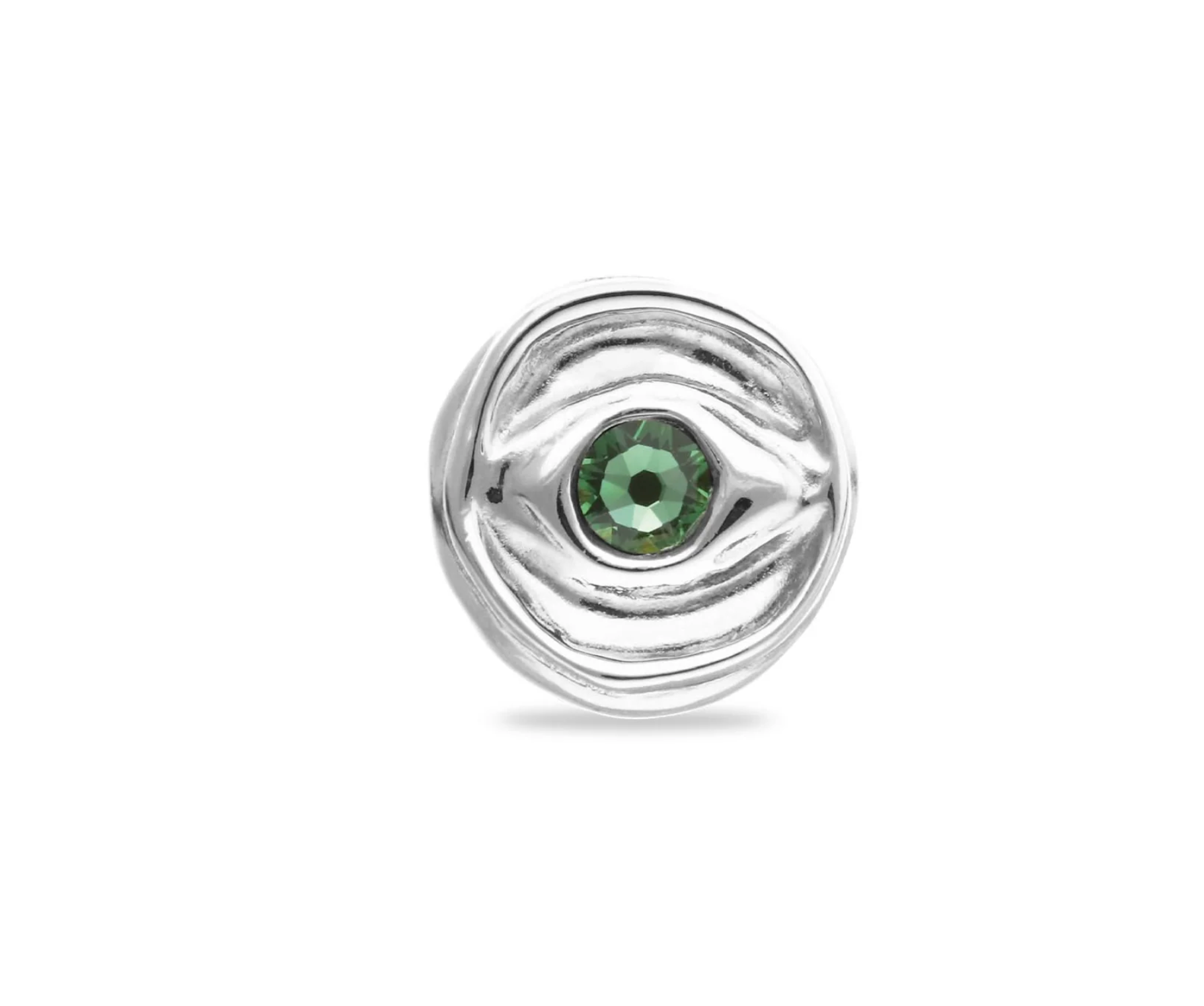 Metal Alloy Signet Plated Sterling Silver Eye Green Crystal Ring