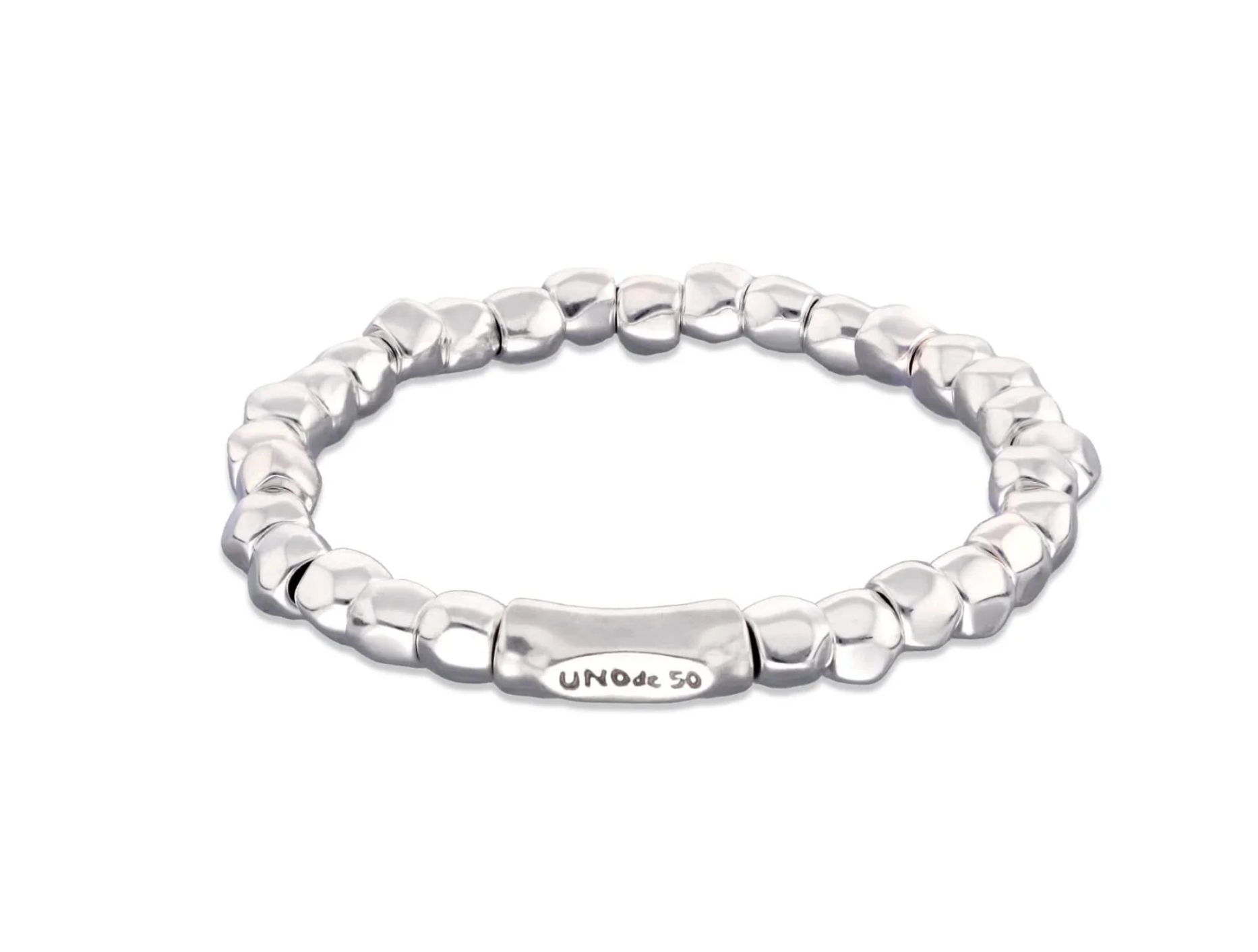 Metal Alloy Sterling Silver Plated Beaded Stretch Bracelet