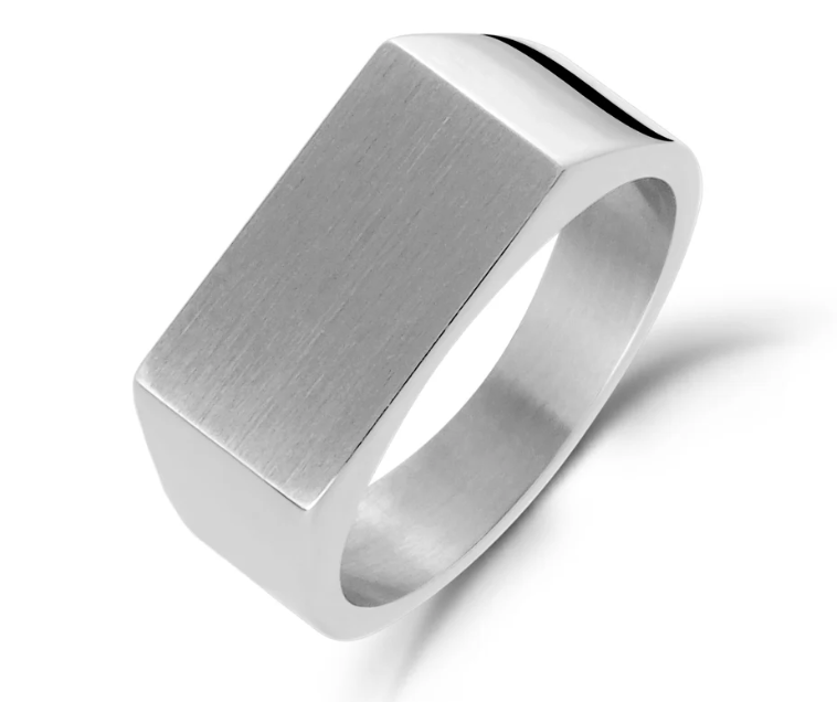 Stainless-Steel Shine Signet Ring