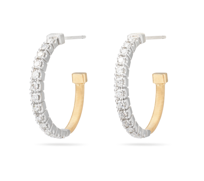 18K Yellow Gold Masai Diamond Hoop Earrings