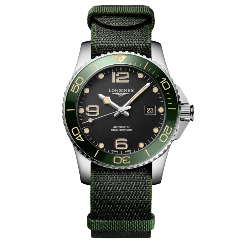 Longines Hydroconquest Black Dial Green Bezel 41mm - L3.781.4.05.2