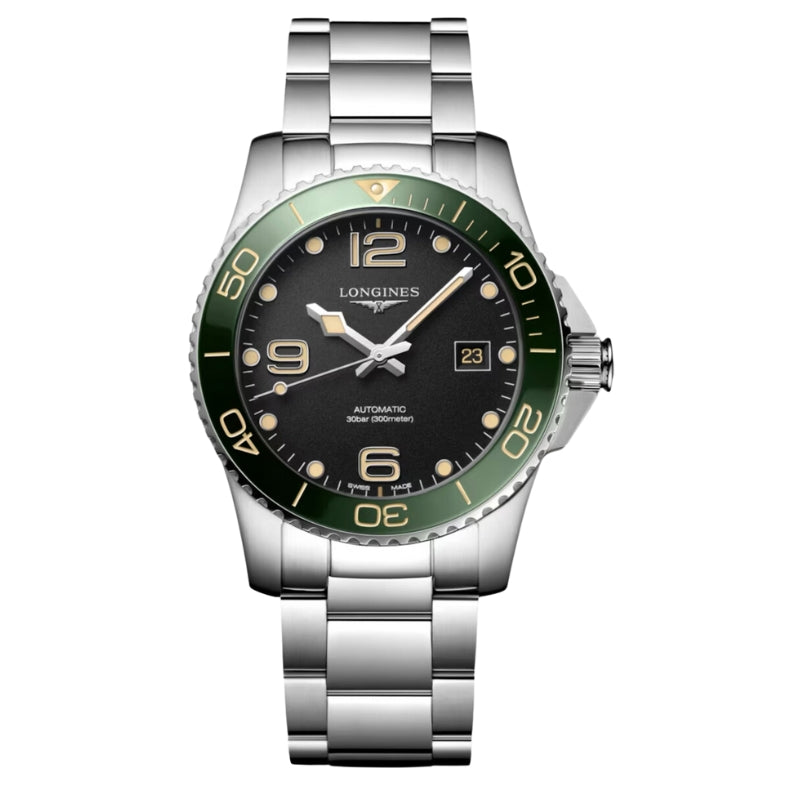 Longines Hydroconquest Black Dial Green Bezel 41mm - L3.781.4.05.6