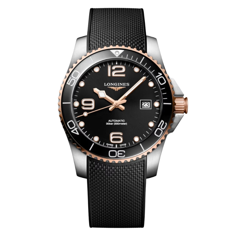 Longines Hydroconquest Black Dial on Rubber Strap 41mm - L3.781.3.58.9