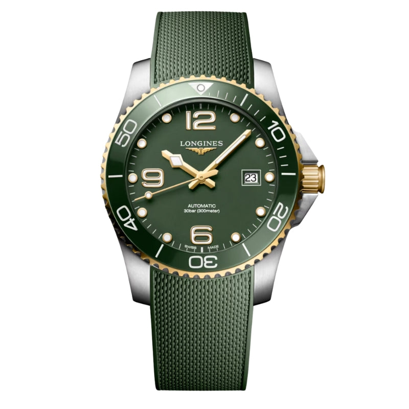 Longines Hydroconquest Green Dial on Rubber Strap 41mm - L3.781.3.06.9