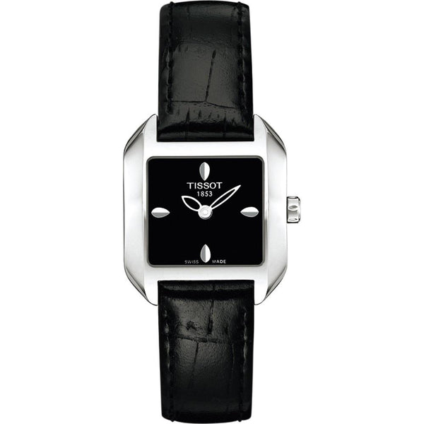 Tissot Women's T02122551 T-Wave Black Leather Watch