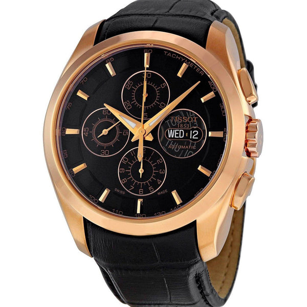 Tissot Men's T0356143605100 Couturier Valjoux Automatic Chronograph Black Leather Watch