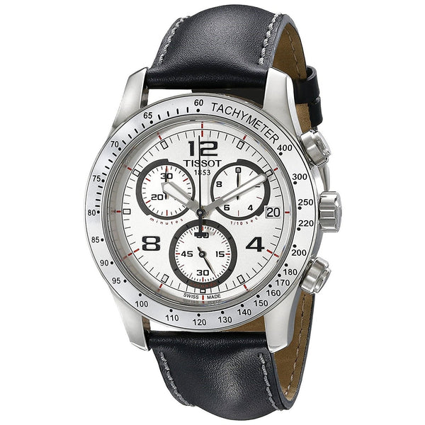 Tissot Men's T0394171603702 V8 Chronograph Black Leather Watch