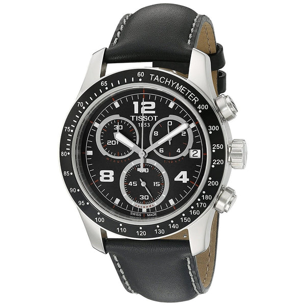 Tissot Men's T0394171605700 V8 Chronograph Black Leather Watch