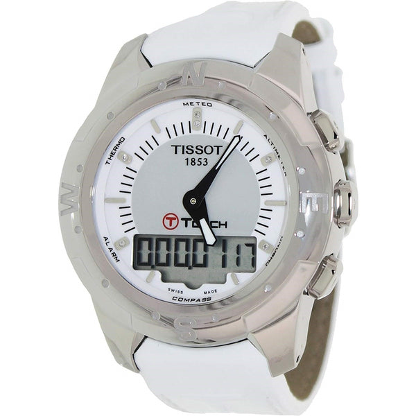 Tissot Men's T0472204608600 T-Touch II Analog-Digital Diamond White Leather Watch