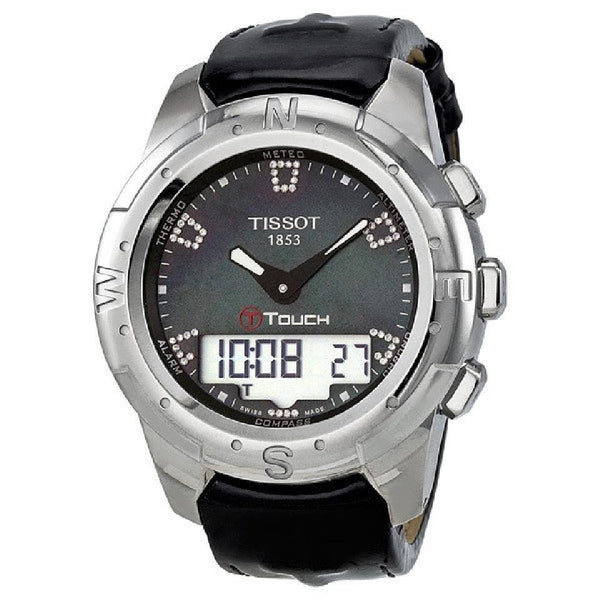 Tissot Unisex T0472204612600 T-Touch II Analog-Digital Diamond Black Leather Watch