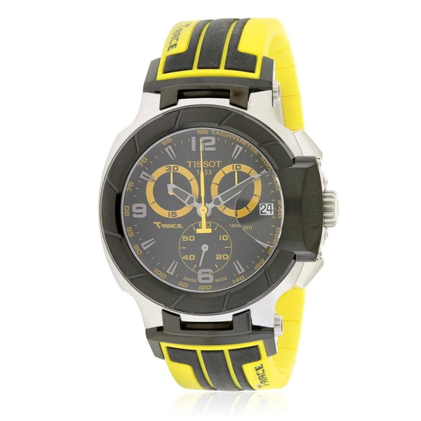 Tissot Men's T0484172705711 T-Race Chronograph Black and Yellow Rubber Watch