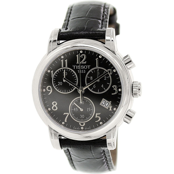 Tissot Women's T0502171605200 Dress Sport Chronograph Black Leather Watch