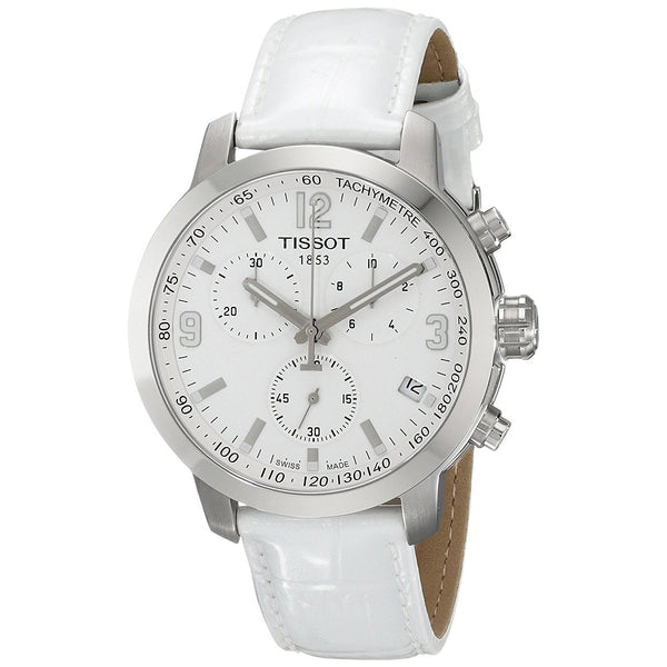 Tissot Men's T0554171601700 PRC 200 Chronograph White Leather Watch