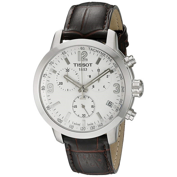 Tissot Men's T0554171601701 PRC 200 Chronograph Brown Leather Watch