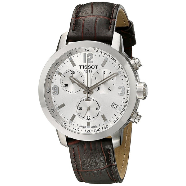 Tissot Men's T0554171603700 PRC 200 Chronograph Brown Leather Watch