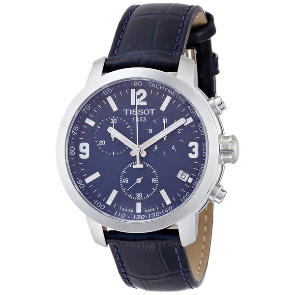 Tissot Men's T0554171604700 PRC200 Chronograph Blue Leather Watch