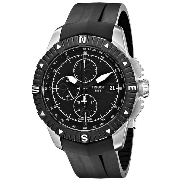 Tissot Men's T0624271705700 T-Navigator Chronograph Automatic Black Rubber Watch