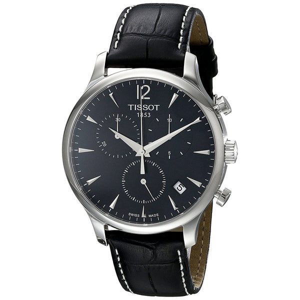 Tissot Men's T0636171605700 T-Classic Tradition Chronograph Black Leather Watch